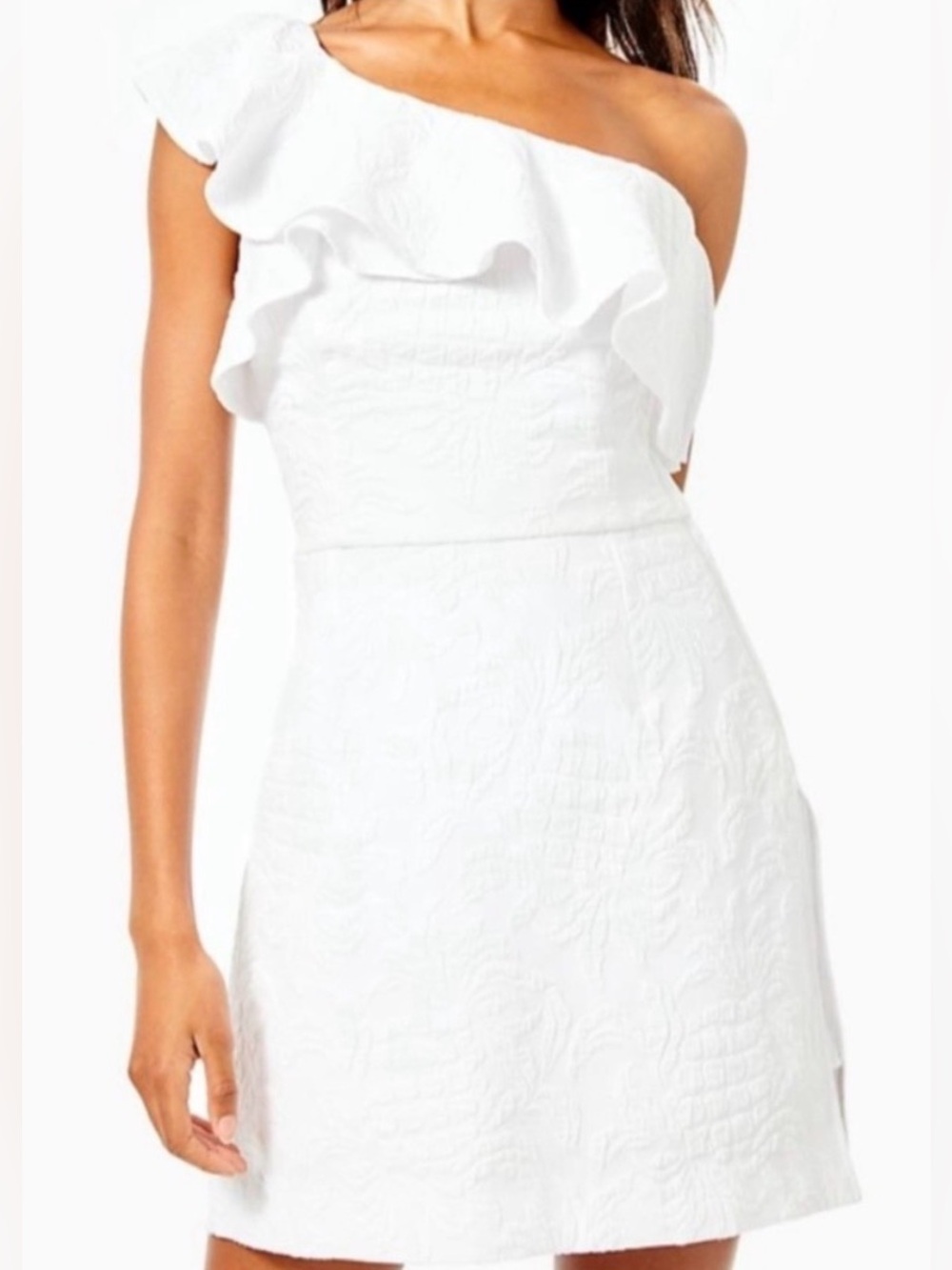 Lilly Pulitzer Kipton One-Shoulder Romper Ruffle Shoulder White 10 - Picture 15 of 15